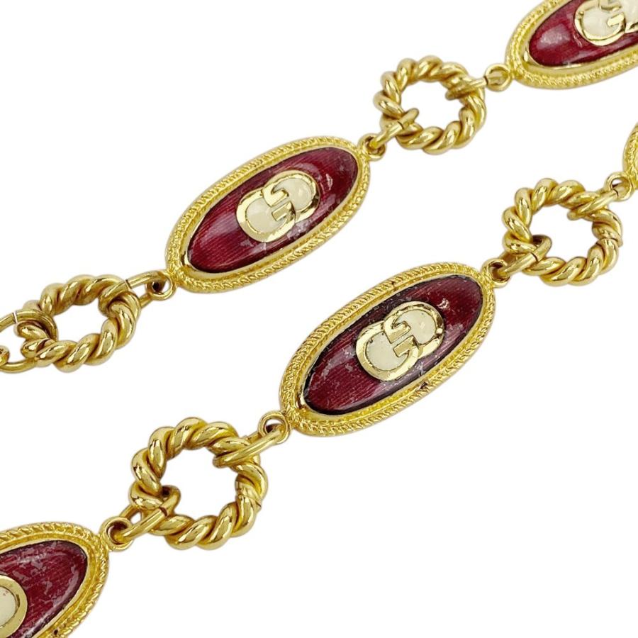 ■中古■　グッチ チェーンベルト ネックレス アクセサリー オールド GG ゴールド レッド GP 173.8g 【386763】5