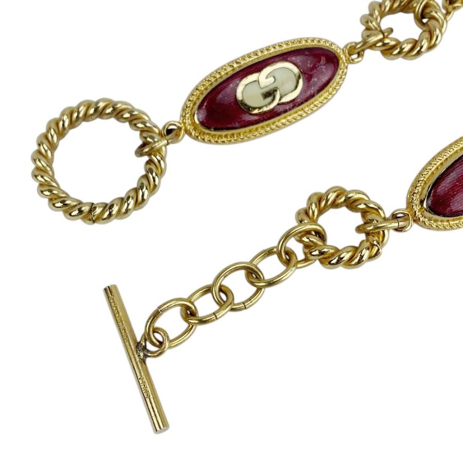 ■中古■　グッチ チェーンベルト ネックレス アクセサリー オールド GG ゴールド レッド GP 173.8g 【386763】5