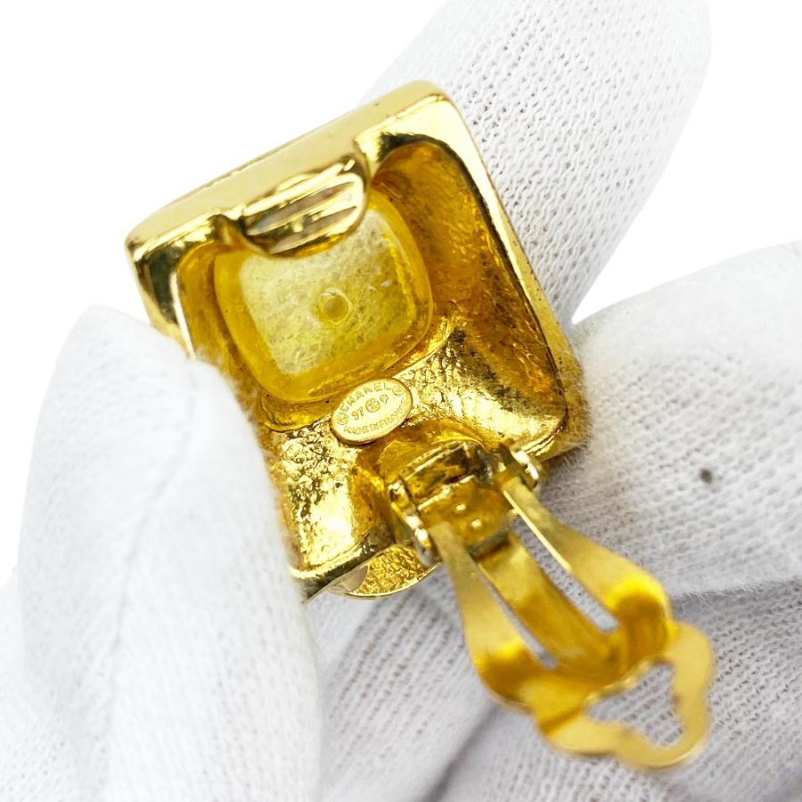 ■中古■ヴィンテージ■　シャネル ココマーク スクエアイヤリング アクセサリー ゴールド GP ガラス 97A 26.5g 【386770】7 |  | 07