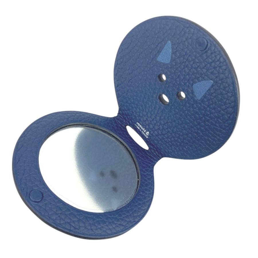 ■未使用■　エルメス ポケットミラー 折りたたみ アニマル ファッション トリヨン ブルー 箱 【389269】3 |  | 08