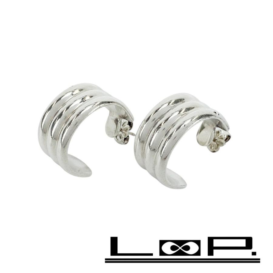 ■美品■　ティファニー トリプルフープ ワイド ピアス 3連 チャンキー シルバー SV 925 13.8g 【391200】7 | 