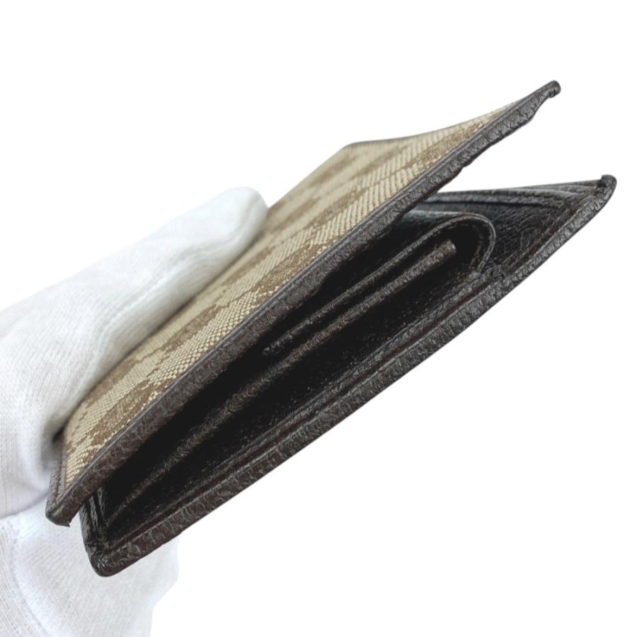 □美品□ グッチ 二つ折り財布 財布 GG キャンバス ブラウン 箱  