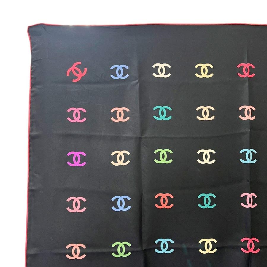 ■美品■　シャネル ココ スカーフ ファッション シルク ブラック ピンク 【394485】3 |  | 01