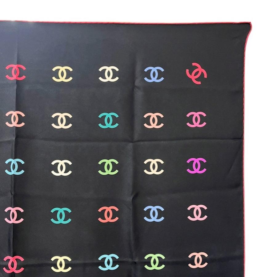 ■美品■　シャネル ココ スカーフ ファッション シルク ブラック ピンク 【394485】3 |  | 02