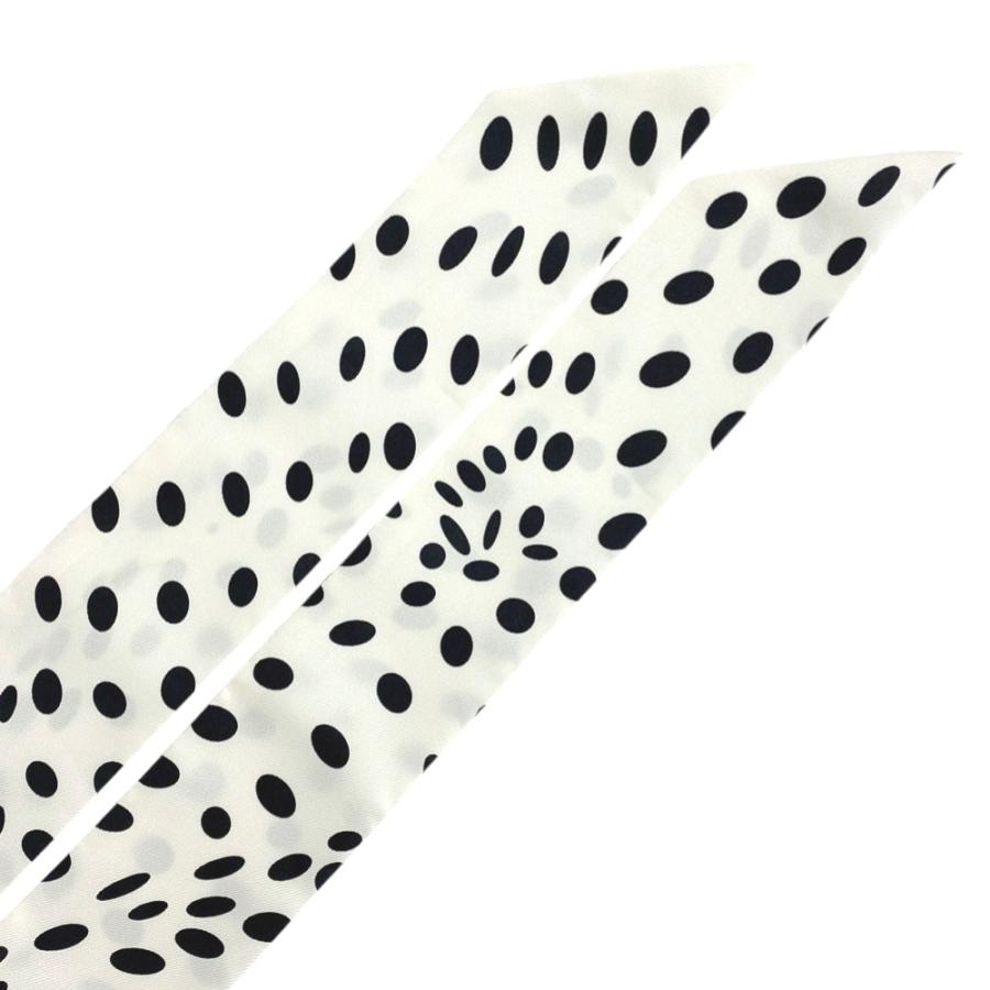 □美品□ エルメス ツイリー スカーフ ドット 水玉 ホワイト ブラック