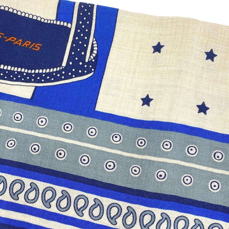 ■未使用■　エルメス カレ140 スカーフ Selle de Dignitaire ホース 馬 カシミア シルク ブルー 【394560】3 |  | 08