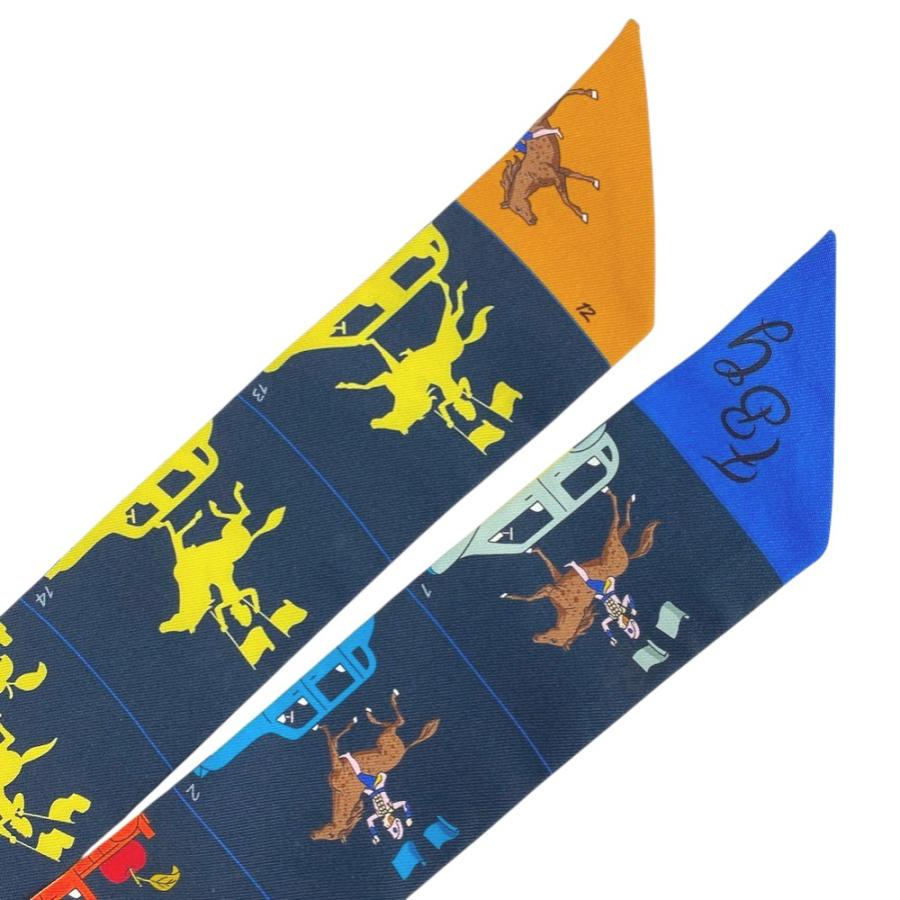 ■中古■　エルメス ツイリー スカーフ HERMES PARADE エルメス パラード ネイビー シルク 箱 【394676】3 |  | 02