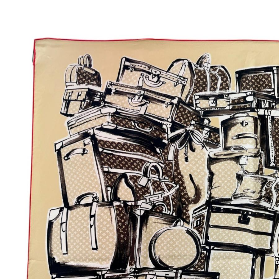 ■美品■　ルイヴィトン スカーフ トランク柄 シルク ブラウン M73984 箱 【394898】3 |  | 01