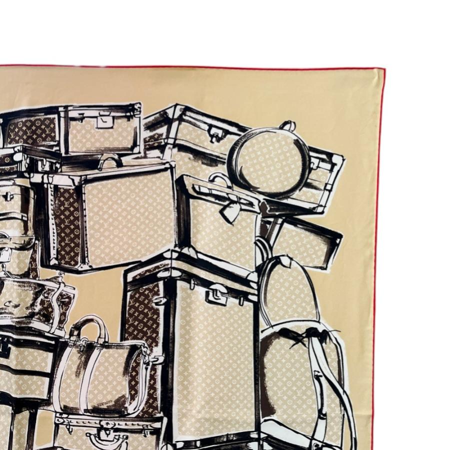 ■美品■　ルイヴィトン スカーフ トランク柄 シルク ブラウン M73984 箱 【394898】3 |  | 02