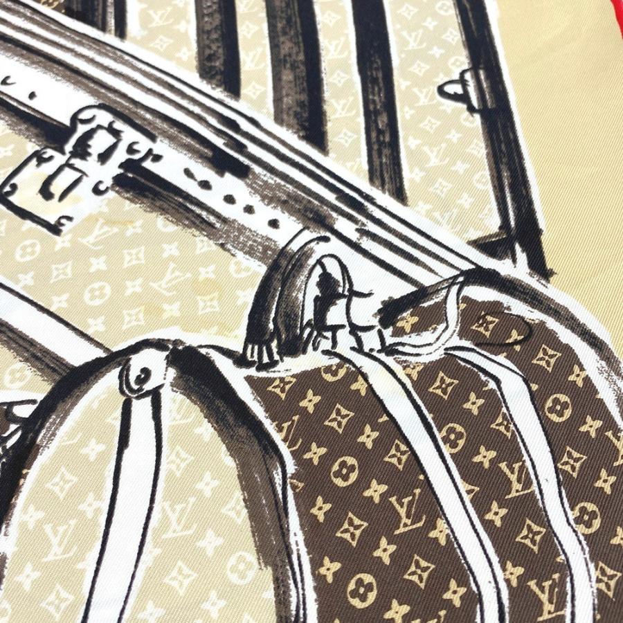 ■美品■　ルイヴィトン スカーフ トランク柄 シルク ブラウン M73984 箱 【394898】3 |  | 09