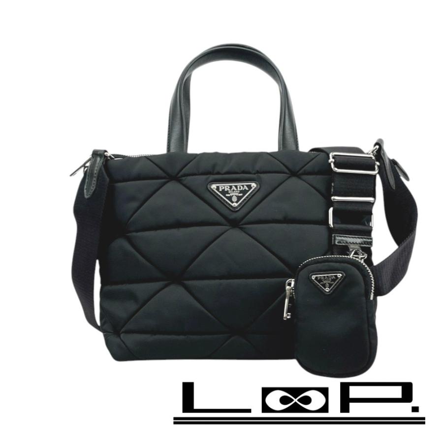 ■新同■　プラダ Re-Nylon パデット トート ショルダー バッグ 2WAY ナイロン キルティング レザー ブラック 1BG436 【397295】7 □新同□ プラダ Re-Nylon パデット トート ショルダー バッグ 2WAY