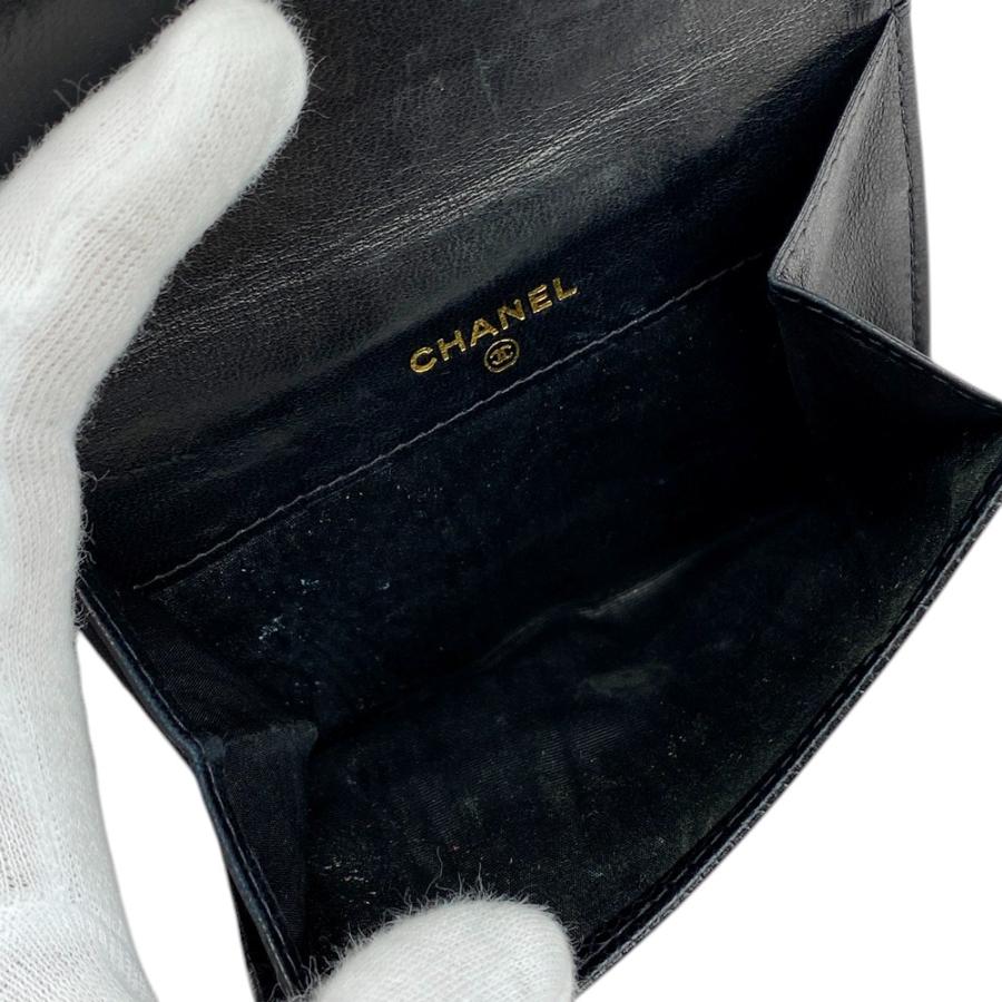 □中古□ シャネル Wホック 二つ折り 財布 ウォレット キャビアスキン