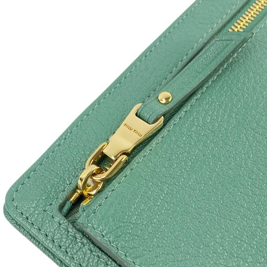 ミュウミュウ ■新同■ 二つ折り 長財布 ウォレット レザー グリーン 5M0009 箱 【40171】8 |  | 08
