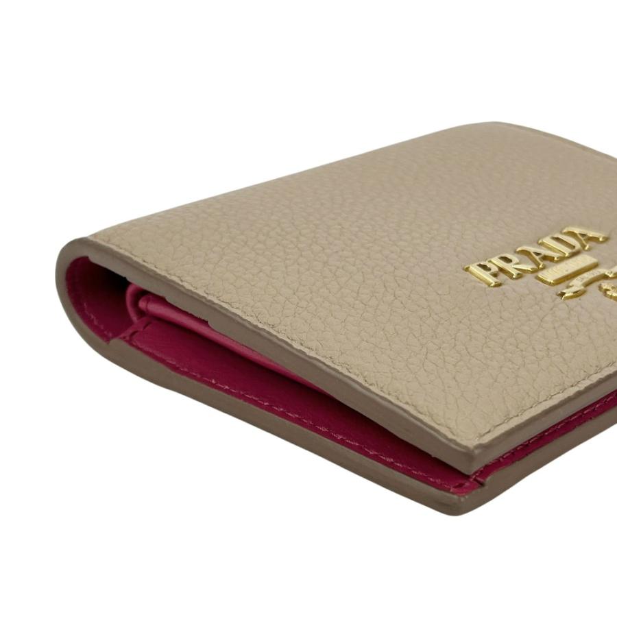 プラダ ■美品■ 二つ折り財布 ウォレット レザー ベージュ ピンク 1MV204 箱 【40188】13 |  | 02
