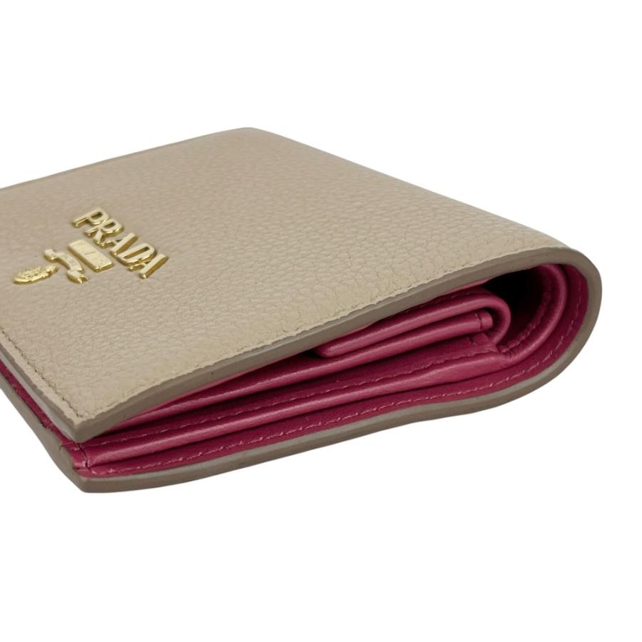 プラダ ■美品■ 二つ折り財布 ウォレット レザー ベージュ ピンク 1MV204 箱 【40188】13 |  | 03