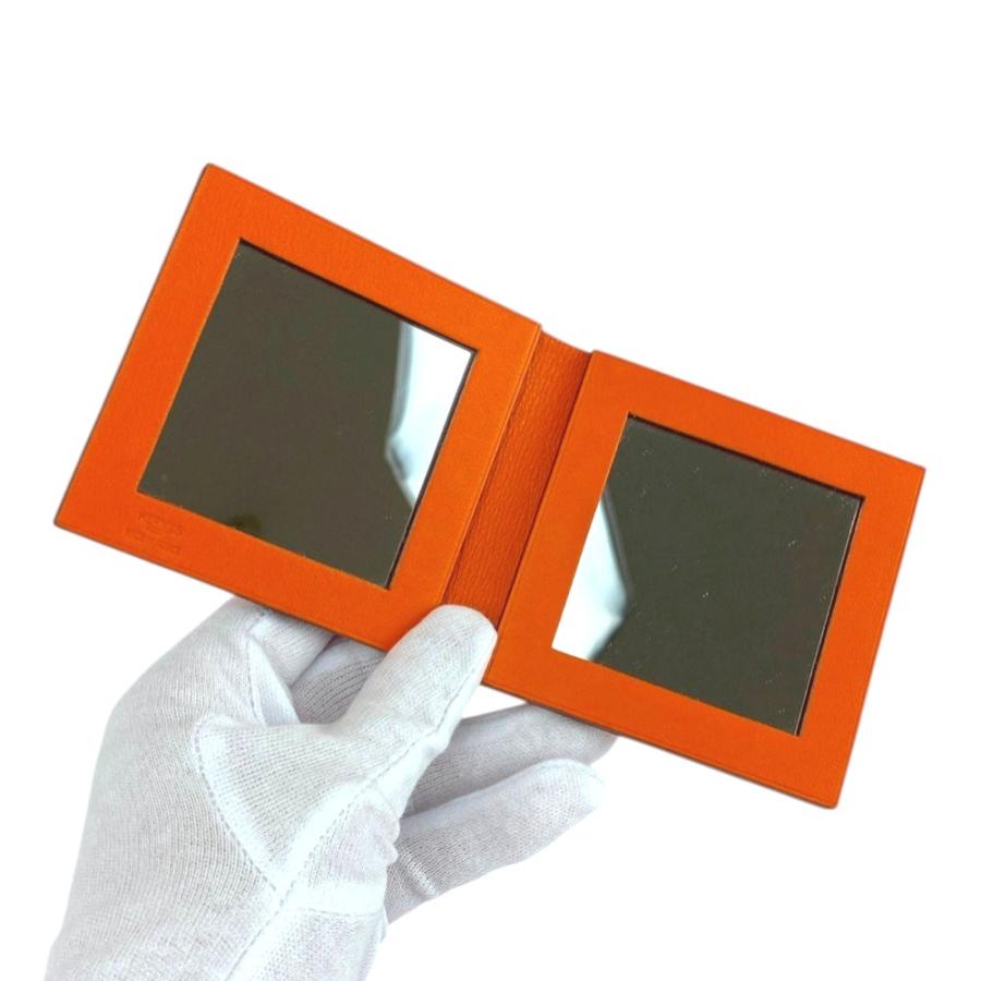 ■美品■　エルメス ミラー 手鏡 コンパクト 折りたたみ ヴォーガリバー オレンジ 【404429】1 |  | 06