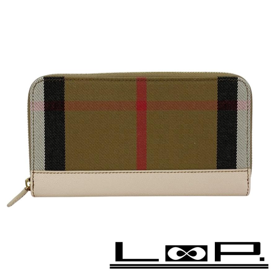 BURBERRY レザー 長財布 ノバチェック ブラウン