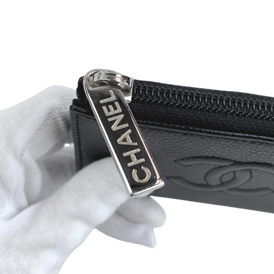 【美品】 CHANEL キャビアスキン レザー 小物ケース キーリング ブラック □美品□ シャネル コインケース 小銭入れ キーリング ココマーク