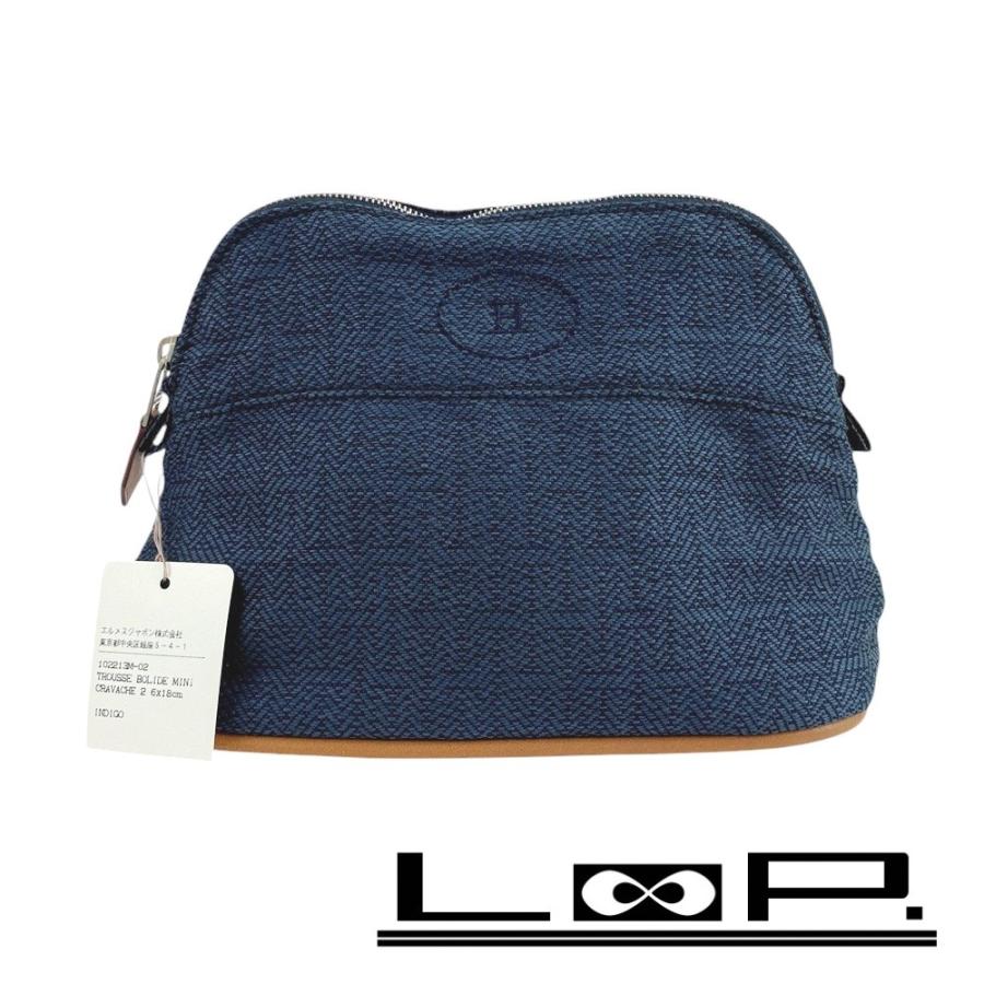 ■新同■　エルメス ボリードポーチ PM ポーチ コスメ 化粧ポーチ 小物入れ キャンバス インディゴ 【407154】3 | 