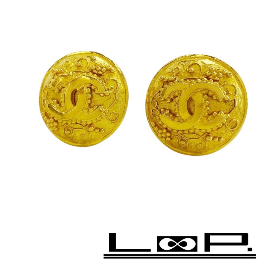 ■新同■　シャネル ラウンド サークル ココ イヤリング アクセサリー GP ゴールド 96A 箱 【409035】3 | 
