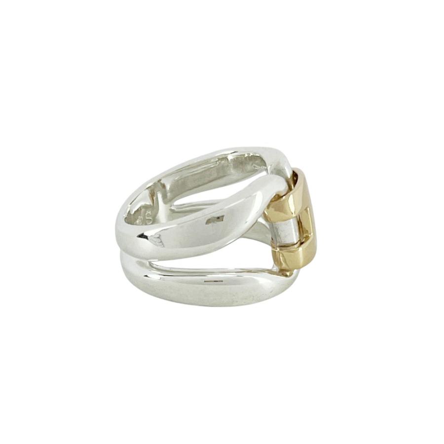 □新同□磨き済□ エルメス ヒストリー リング 指輪 コンビ シルバー