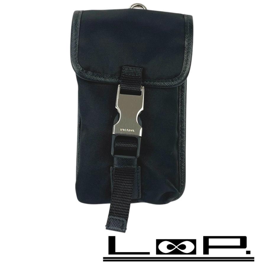 ■新同■　プラダ スマホケース ポーチ バッグチャーム フック付き ナイロン ブラック 2TT064  【415180】7 | 