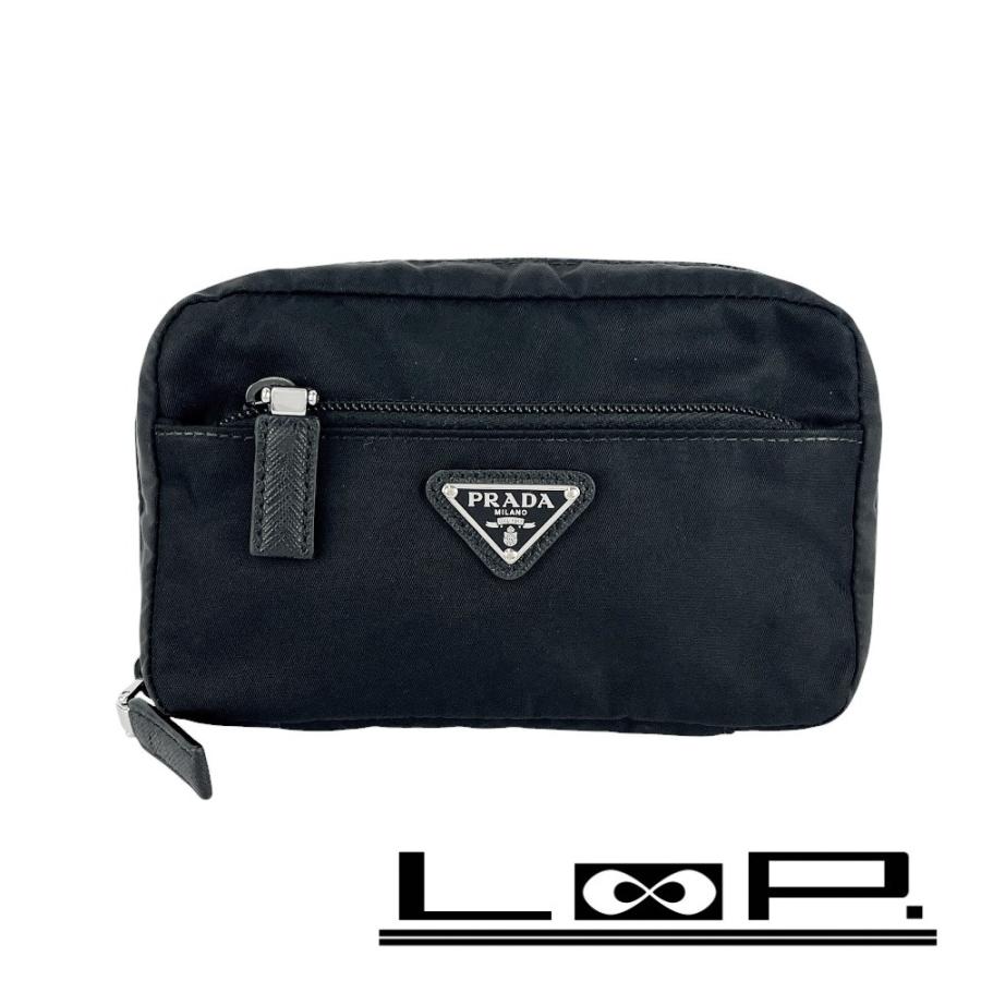 ■美品■　プラダ ポーチ メイク 化粧 小物入れ メッシュ ナイロン ブラック 【415210】1 | 
