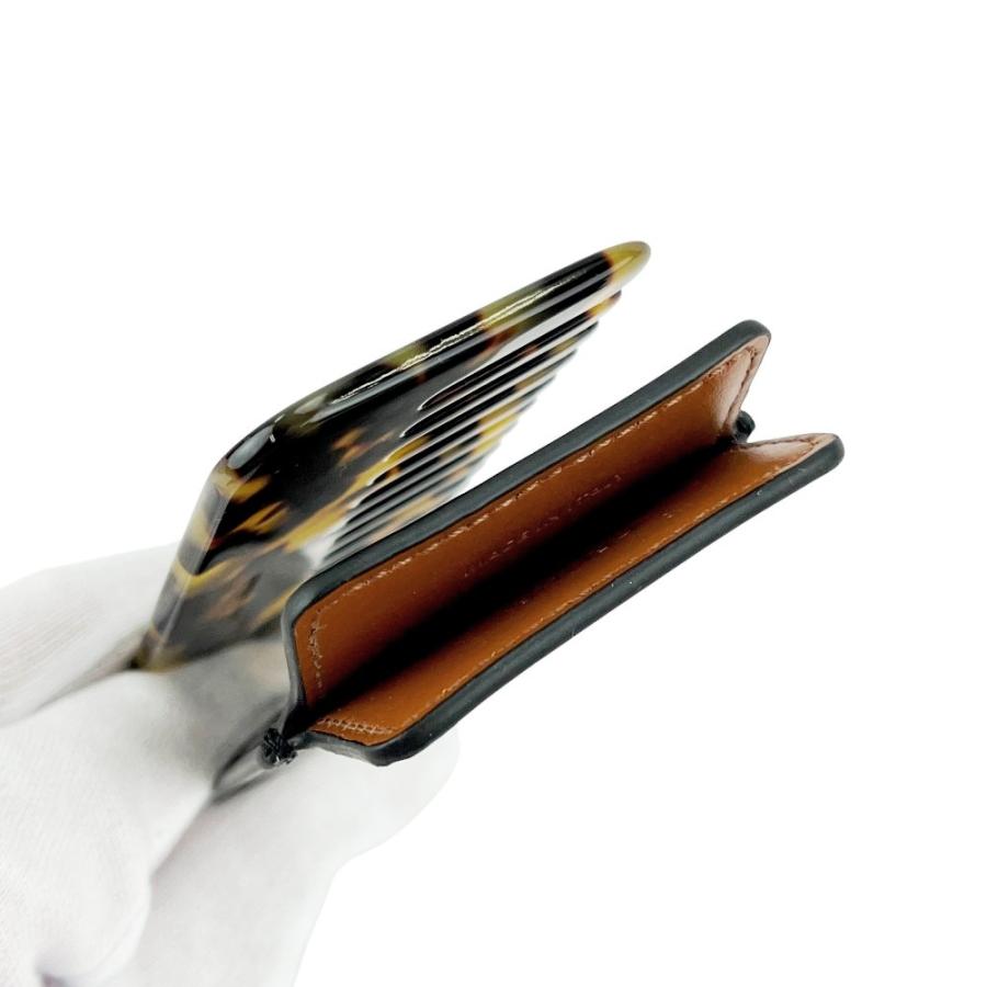 ■美品■　セリーヌ スモールヘアコーム 櫛 クシ ケース付き トリオンフ べっ甲柄 レザー ブラウン系マルチカラー 箱 【416439】7 |  | 07