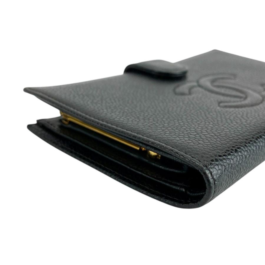 □美品□ シャネル がま口 長財布 二つ折り ウォレット キャビアスキン  