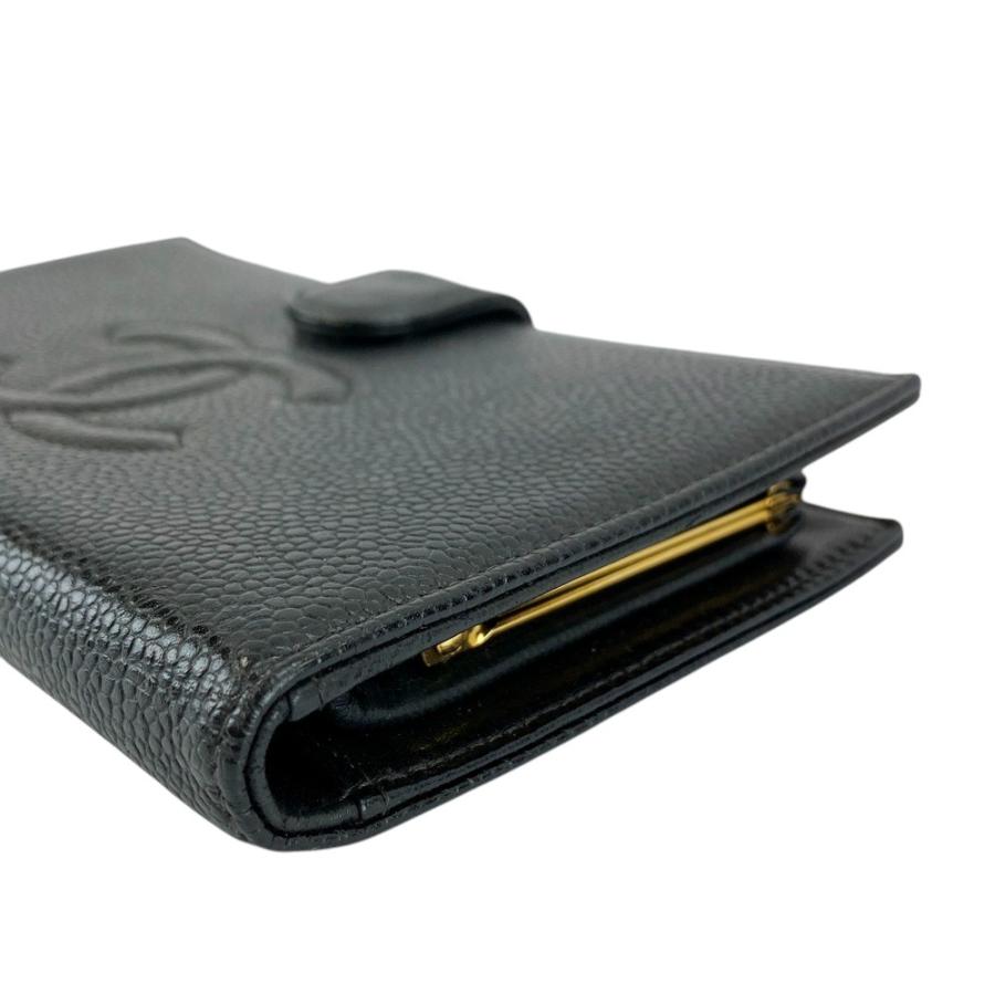 □美品□ シャネル がま口 長財布 二つ折り ウォレット キャビアスキン
