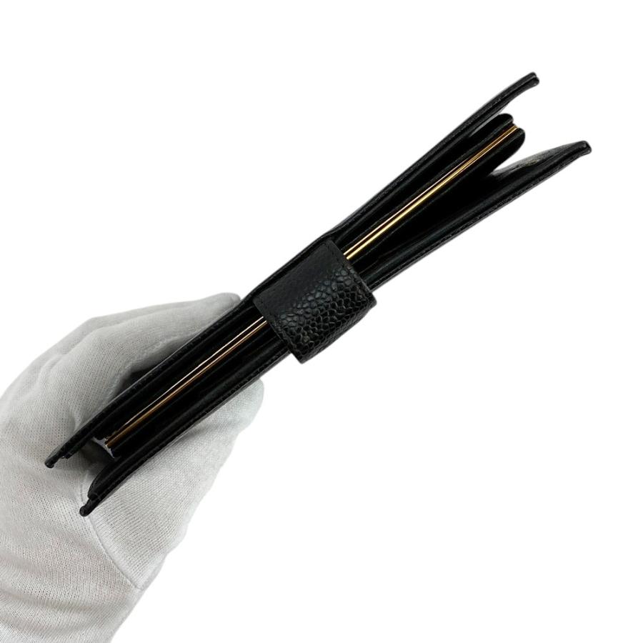 □美品□ シャネル がま口 長財布 二つ折り ウォレット キャビアスキン  