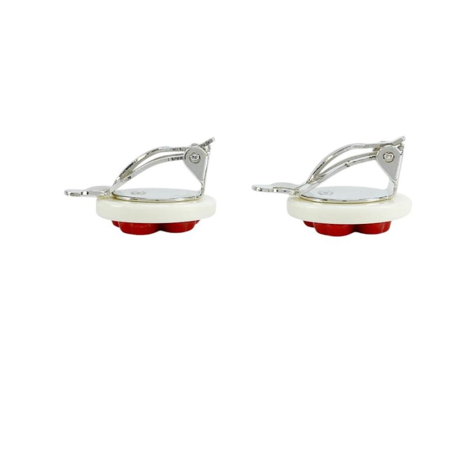 ■新同■　シャネル ココ クローバー イヤリング アクセサリー ホワイト レッド 04P 【419164】3 |  | 05