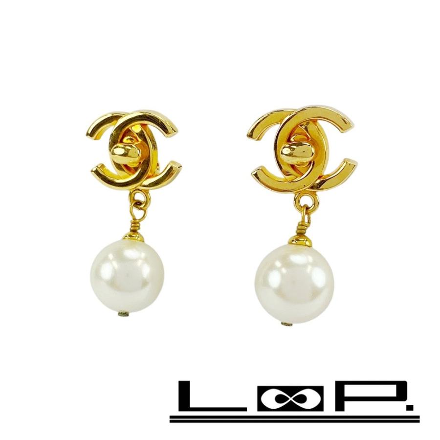 ■美品■　シャネル ココ ターンロック イヤリング アクセサリー フェイクパール GP ゴールド 96P 【419188】3 | 