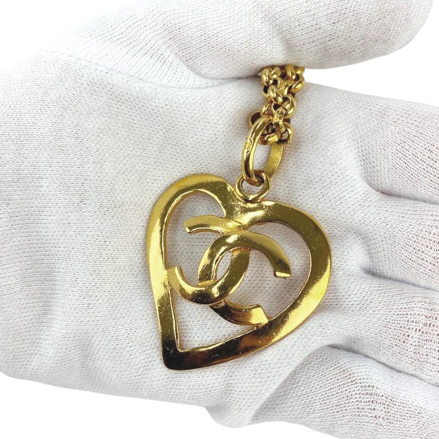 CHANELハートのネックレス　美品 美品 シャネル ココマーク ハート ネックレス 07P ライン