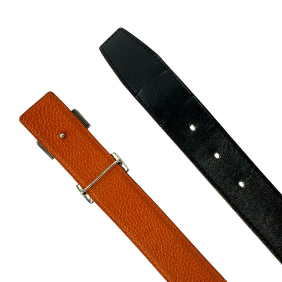 ■中古■　エルメス トゥアレグ ベルト ビジネス レザー SS シルバー ブラック オレンジ □H刻 #70 【419591】5 |  | 04