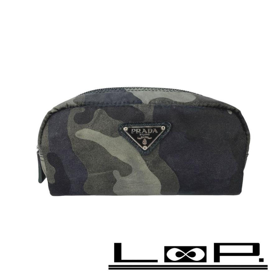 ■美品■　プラダ ポーチ 化粧ポーチ テスート ナイロン 迷彩 カモフラ グリーン系 h31463g【422201】8 | 