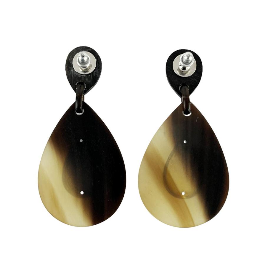 ■美品■　エルメス ドロップモチーフ ピアス アクセサリー バッファローホーン メタル ブラウン マルチカラー 箱 【424885】7 |  | 01