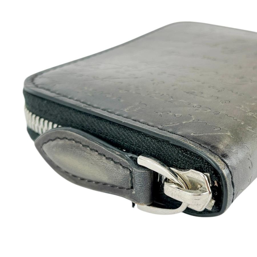 美品 Berluti カリグラフィ ケース 小銭入れ カーフレザー グレー □美品□ ベルルッティ カリグラフィ コインケース 小銭入れ
