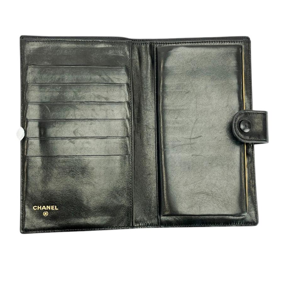 □中古□ シャネル がま口 長財布 二つ折り ウォレット ラムスキン  