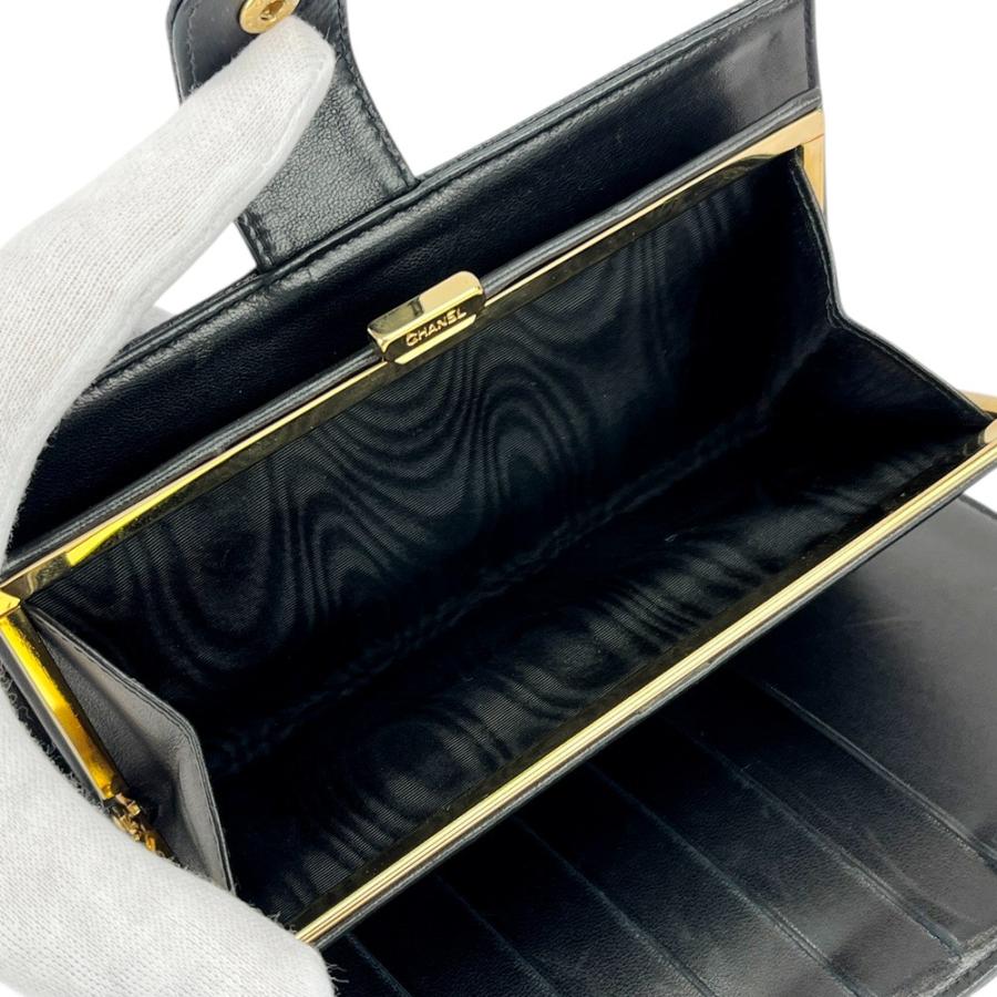 □中古□ シャネル がま口 長財布 二つ折り ウォレット キャビアスキン  