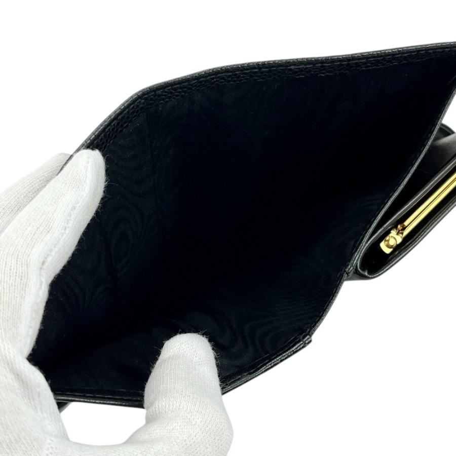 □中古□ シャネル がま口 長財布 二つ折り ウォレット キャビアスキン  