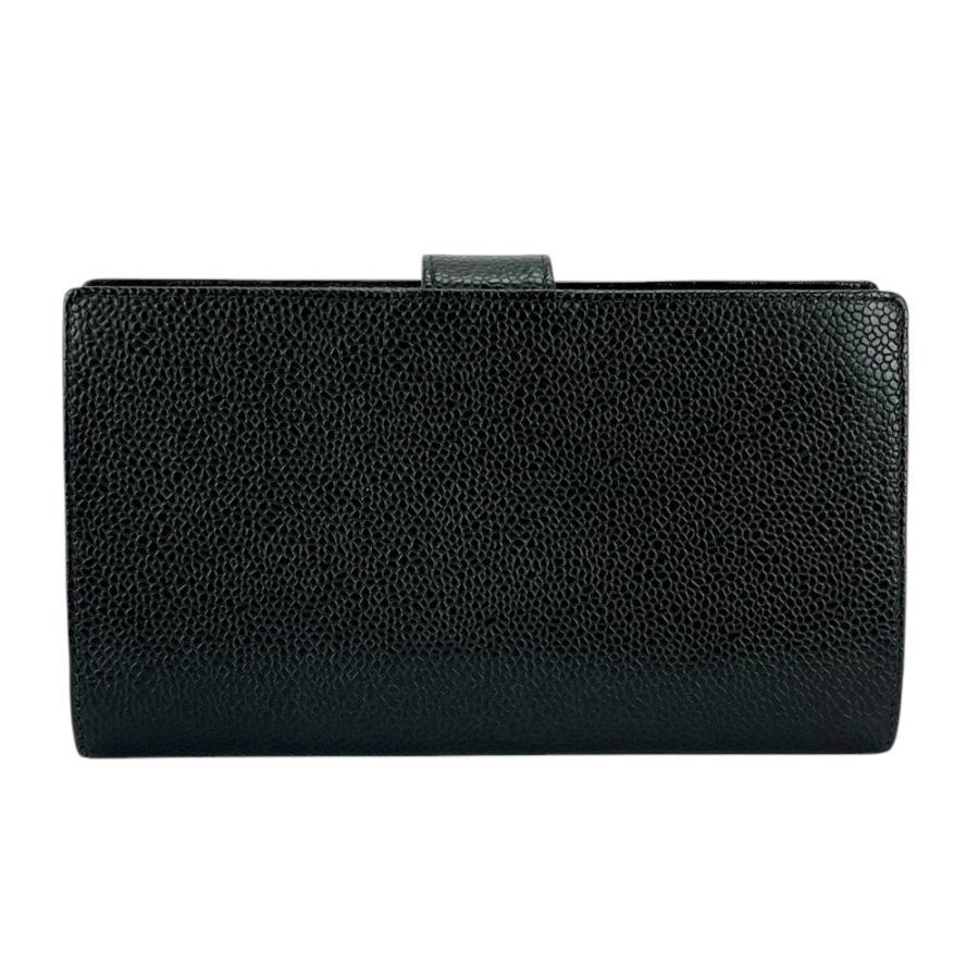 □美品□ シャネル がま口 長財布 二つ折り ウォレット キャビアスキン  