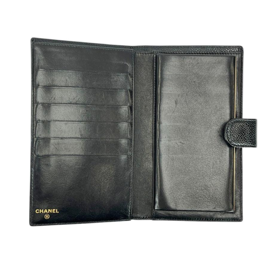 □美品□ シャネル がま口 長財布 二つ折り ウォレット キャビアスキン  