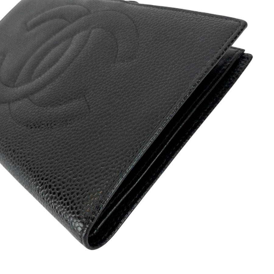 □中古□ シャネル がま口 長財布 二つ折り ウォレット キャビアスキン  