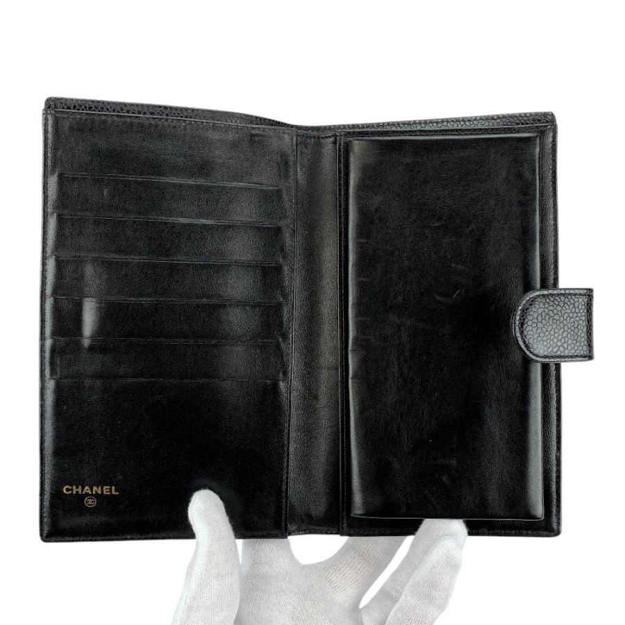 □中古□ シャネル がま口 長財布 二つ折り ウォレット キャビアスキン  