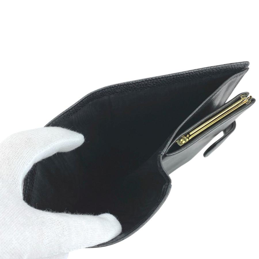 □中古□ シャネル がま口 長財布 二つ折り ウォレット キャビアスキン  