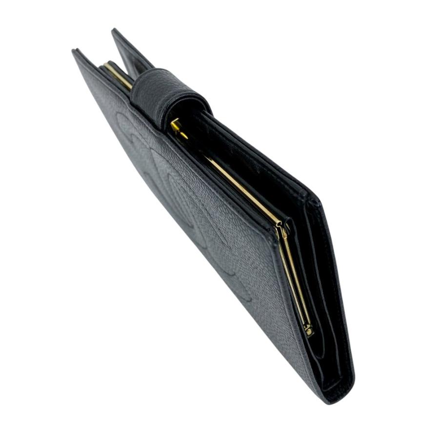 □中古□ シャネル がま口 長財布 二つ折り ウォレット キャビアスキン  