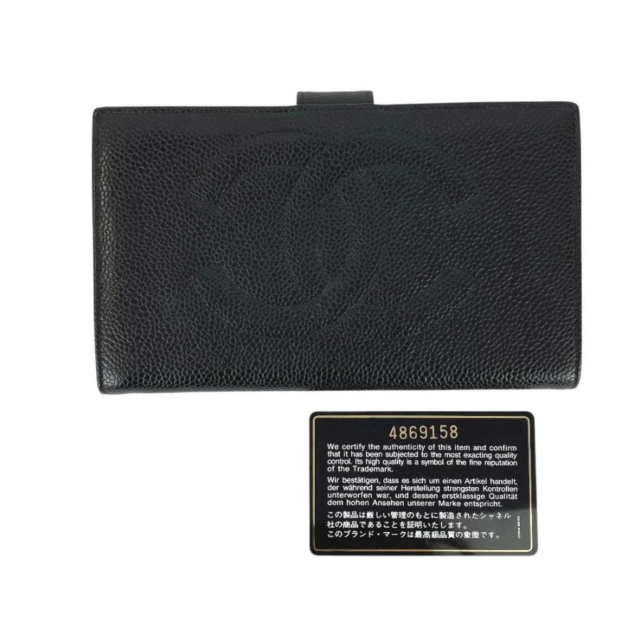 □中古□ シャネル がま口 長財布 二つ折り ウォレット キャビアスキン  