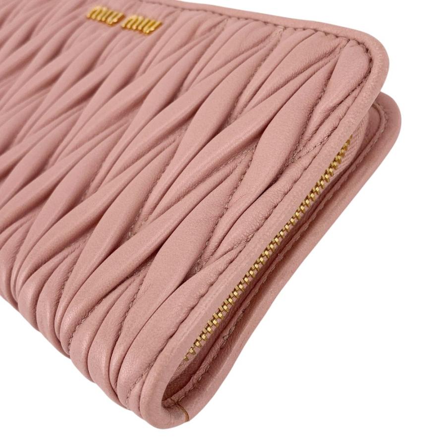 □美品□ ミュウミュウ ラウンドジップ 長財布 ウォレット マテラッセ  