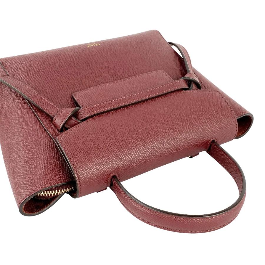 ■美品■　セリーヌ ベルトバックル ナノ ハンドバッグ ショルダー 2WAY レザー ボルドー バーガンディ  【430725】7 □美品□ セリーヌ ベルトバックル ナノ ハンドバッグ ショルダー 2WAY